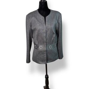 JOSEPH RIBKOFF Button Front  Lined Blazer Metallic Thread Rhinestone Detail 12